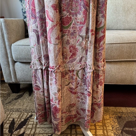 BTFL - Life Ruffled Maxi Dress Size Large Muted Neutrals and Pink Back zipper - Picture 5 of 11